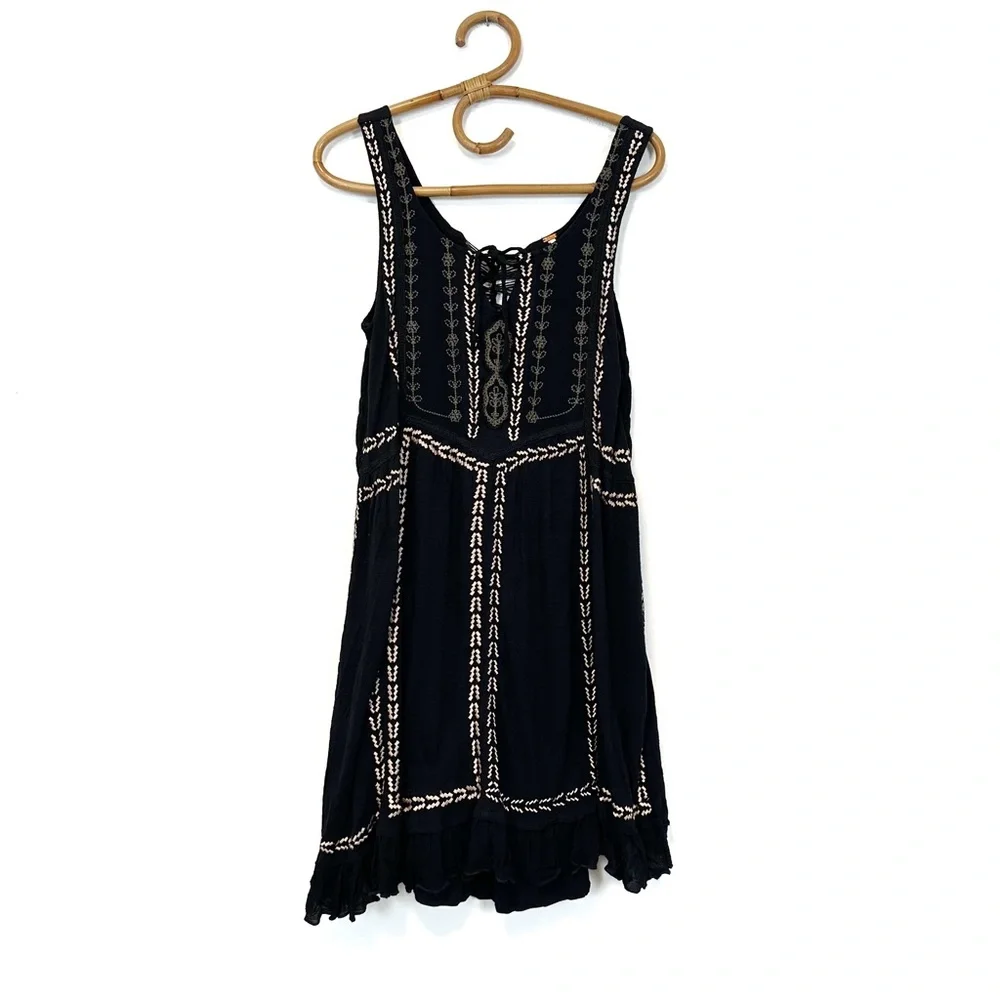 Free People | Embroidered Tank Jersey Knit Mini Dress Size XS - Picture 1 of 8